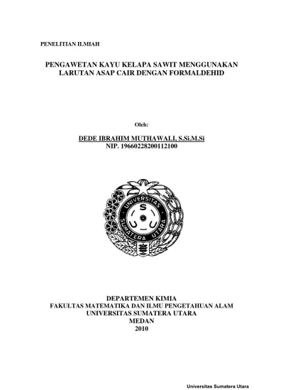 Top PDF Pengawetan Kayu Kelapa Sawit Menggunakan Larutan Asap Cair