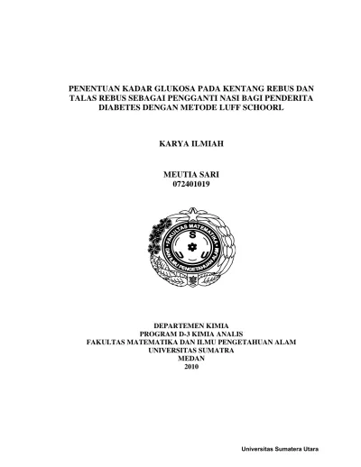 Penentuan Kadar Glukosa Pada Kentang Rebus Dan Talas Rebus Sebagai