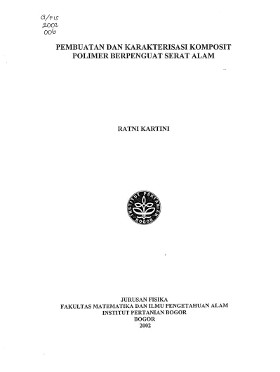 Rka Pembuatan Dan Karakterisasi Komposit Polimer Berpenguat Serat Alam