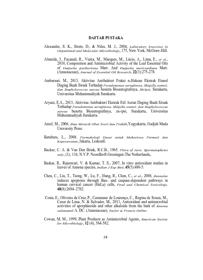 Daftar Pustaka Aktivitas Antibakteri Fraksi Semipolar Ekstrak Etanol