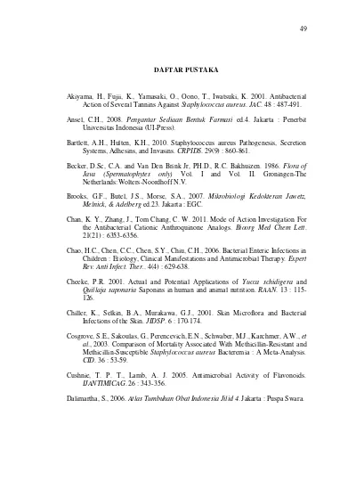 DAFTAR PUSTAKA Uji Aktivitas Antibakteri Ekstrak Etanol Daun Asam Jawa