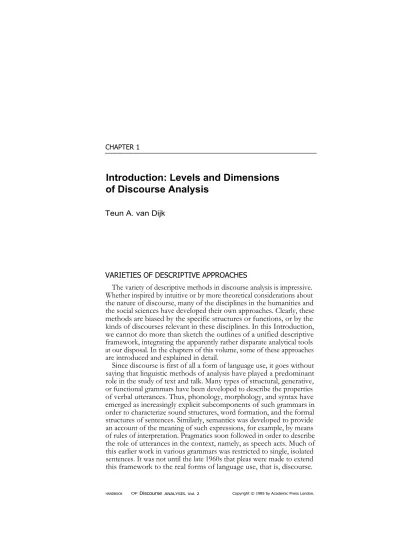 Levels And Dimensions Of Discourse Analysis