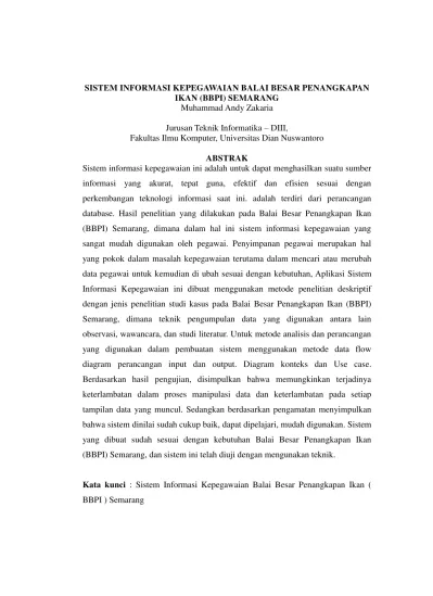 Sistem Informasi Kepegawaian Balai Besar Penangkapan Ikan Bbpi Semarang