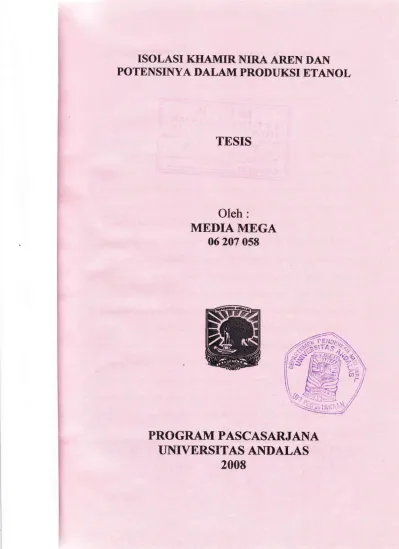 Isolasi Khamir Nira Aren Dan Potensinya Dalam Produksi Etanol