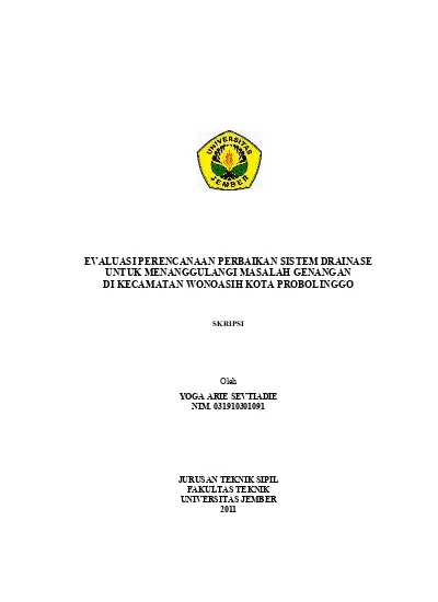 Evaluasi Perencanaan Perbaikan Sistem Drainase Untuk Menanggulangi