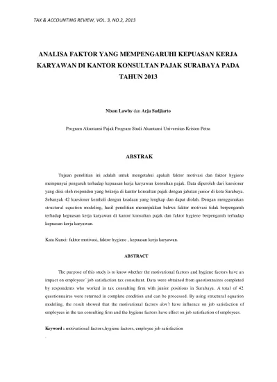 ANALISA FAKTOR YANG MEMPENGARUHI KEPUASAN KERJA KARYAWAN DI KANTOR