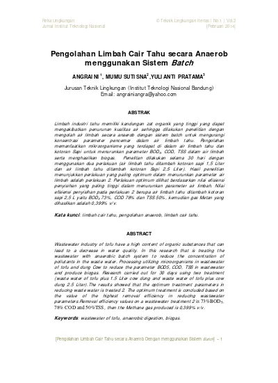Top Pdf Alat Pengolahan Limbah Cair Pada Proses Pembuatan Tahu