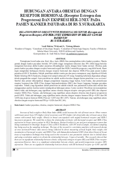 HUBUNGAN ANTARA OBESITAS DENGAN RESEPTOR HORMONAL Reseptor Estrogen