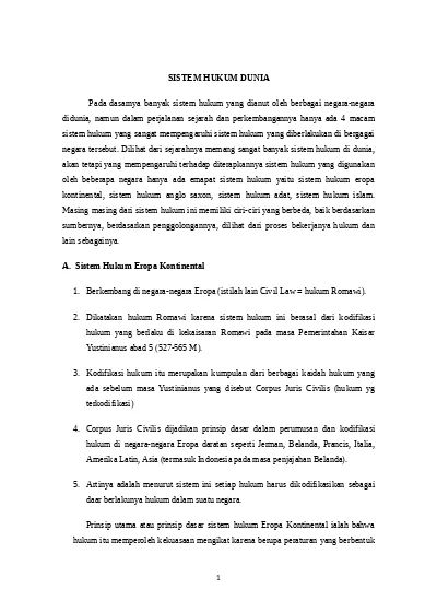 Sejarah Hukum Sistem Hukum Di Dunia Docx