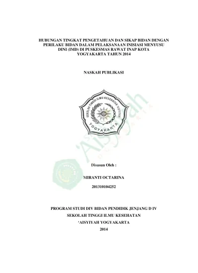 HUBUNGAN TINGKAT PENGETAHUAN DAN SIKAP BIDAN DENGAN PERILAKU BIDAN