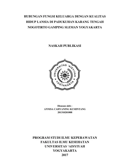 Hubungan Fungsi Keluarga Dengan Kualitas Hidup Lansia Di Padukuhan