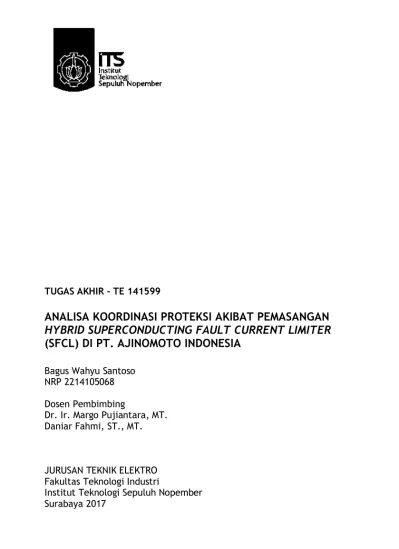 Analisa Koordinasi Proteksi Akibat Pemasangan Hybrid Superconducting