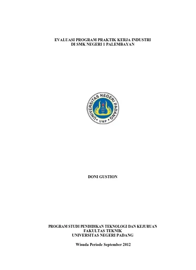 EVALUASI PROGRAM PRAKTIK KERJA INDUSTRI DI SMK NEGERI 1 PALEMBAYAN