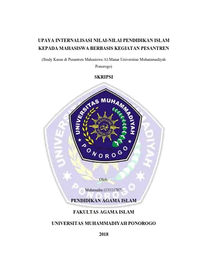 UPAYA INTERNALISASI NILAI NILAI PENDIDIKAN ISLAM KEPADA MAHASISWA