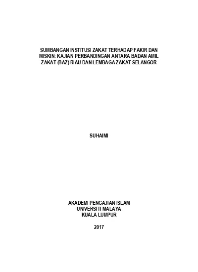 Sumbangan Institusi Zakat Terhadap Fakir Dan Miskin Kajian