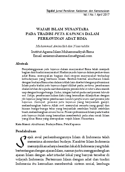 Wajah Islam Nusantara Pada Tradisi Peta Kapanca Dalam Perkawinan Adat Bima