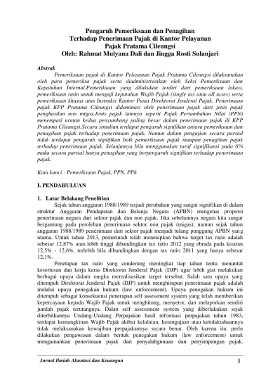 Pengaruh Pemeriksaan Dan Penagihan Terhadap Penerimaan Pajak Di Kantor