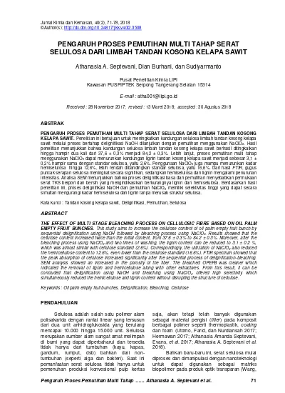 Pengaruh Proses Pemutihan Multi Tahap Serat Selulosa Dari Limbah Tandan