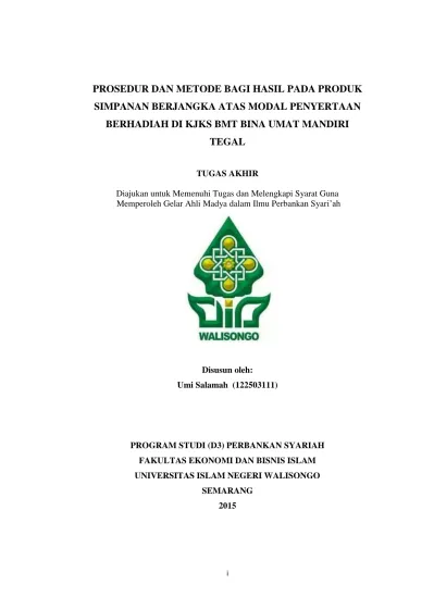 Prosedur Dan Metode Bagi Hasil Pada Produk Simpanan Berjangka Atas