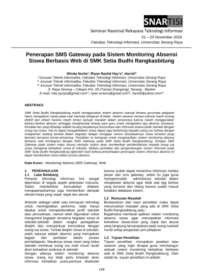 Penerapan Sms Gateway Pada Sistem Monitoring Absensi Siswa Berbasis Web