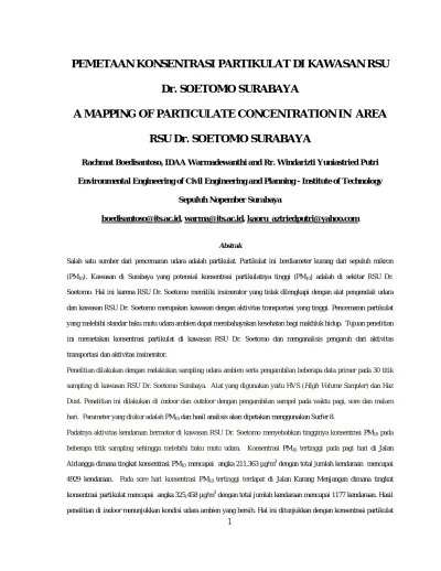 Pemetaan Konsentrasi Partikulat Di Kawasan Rsu Dr Soetomo Surabaya A