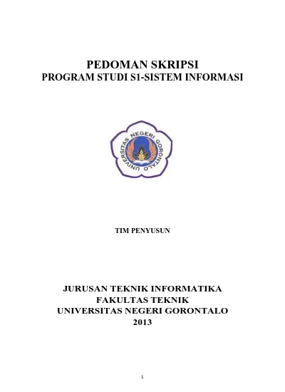 Pedoman Skripsi Program Studi S Sistem Informasi Tim Penyusun