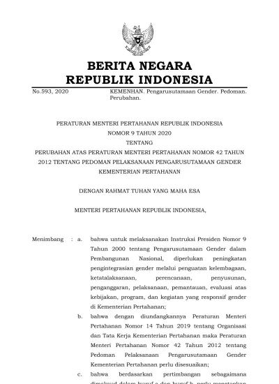 No Berita Negara Republik Indonesia Kemenhan Pengarusutamaan