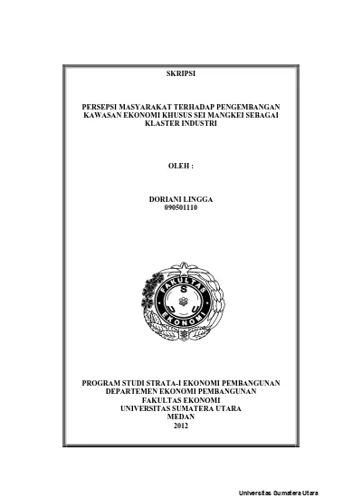 Skripsi Persepsi Masyarakat Terhadap Pengembangan Kawasan Ekonomi