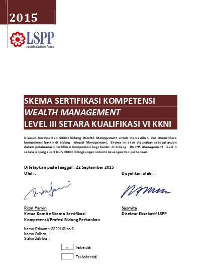 Skema Sertifikasi Kompetensi Wealth Management Level Iii Setara