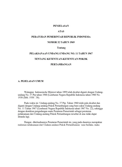 Penjelasan Atas Peraturan Pemerintah Republik Indonesia Nomor Tahun
