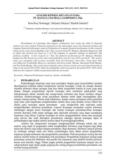 Analisis Kinerja Keuangan Pada Pt Hanjaya Mandala Sampoerna Tbk