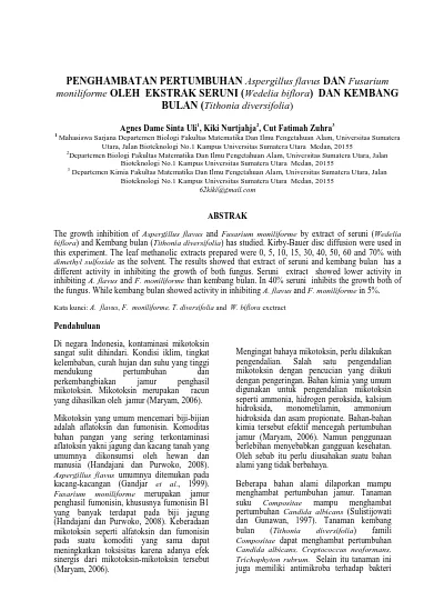 PENGHAMBATAN PERTUMBUHAN Aspergillus Flavus DAN Fusarium Moniliforme