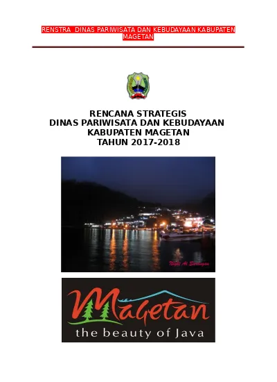 RENSTRA DINAS PARIWISATA DAN KEBUDAYAAN KABUPATEN MAGETAN RENCANA