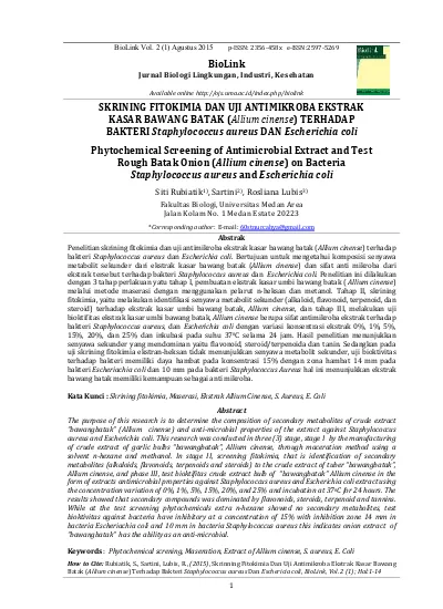 BioLink Jurnal Biologi Lingkungan Industri Kesehatan