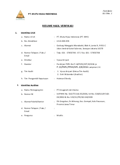 Resume Hasil Verifikasi