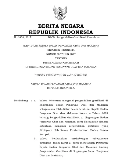 No Berita Negara Republik Indonesia Bpom Pengendalian