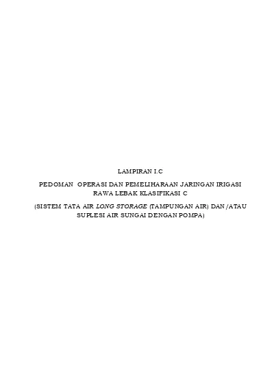 Lampiran I C Pedoman Operasi Dan Pemeliharaan Jaringan Irigasi Rawa