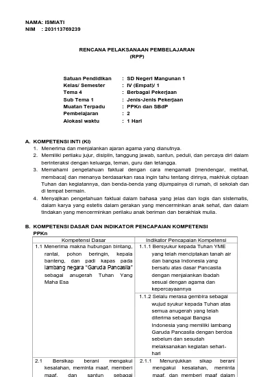 RENCANA PELAKSANAAN PEMBELAJARAN RPP Satuan Pendidikan SD Negeri