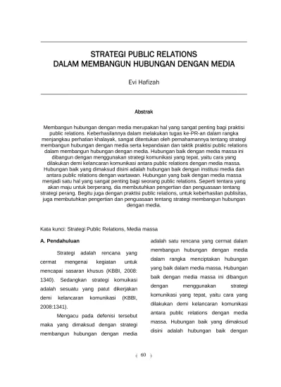 Strategi Public Relations Dalam Membangun Hubungan Dengan Media