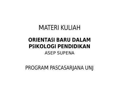 ORIENTASI BARU DALAM PSIKOLOGI PENDIDIKAN