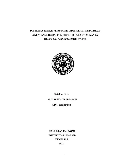 Penilaian Efektivitas Penerapan Sistem Informasi Akuntansi Berbasis