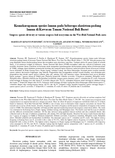 Keanekaragaman Spesies Lamun Pada Beberapa Ekosistem Padang Lamun Di