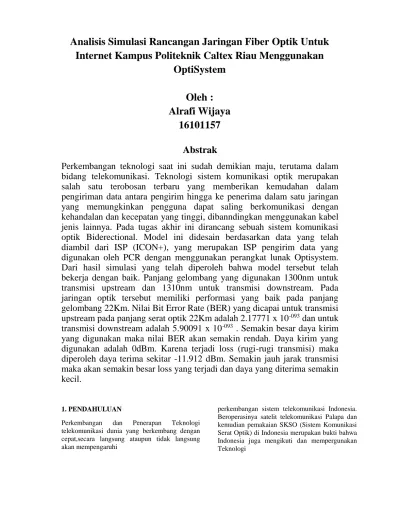 Analisis Simulasi Rancangan Jaringan Fiber Optik Untuk Internet Kampus