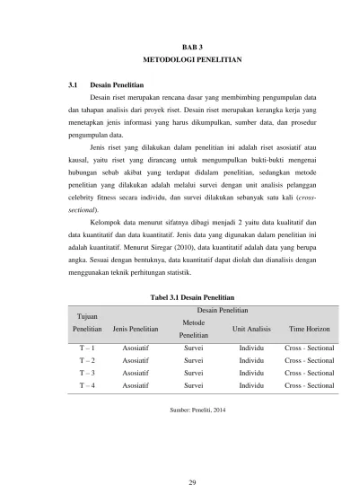 Bab Metodologi Penelitian Tabel Desain Penelitian