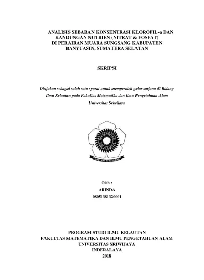 Analisis Sebaran Konsentrasi Klorofil A Dan Kandungan Nutrien Nitrat