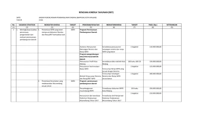 RENCANA KINERJA TAHUNAN RKT
