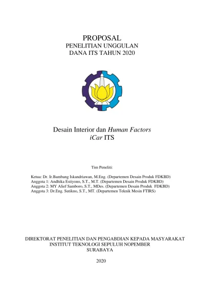 PROPOSAL PENELITIAN UNGGULAN DANA ITS TAHUN 2020