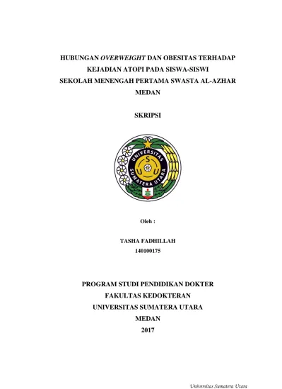 Hubungan Overweight Dan Obesitas Terhadap Kejadian Atopi Pada Siswa