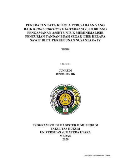 Program Studi Magister Ilmu Hukum Fakultas Hukum Universitas Sumatera