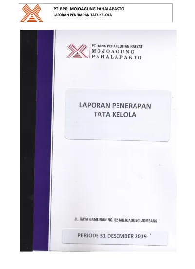 Pt Bpr Mojoagung Pahalapakto Laporan Penerapan Tata Kelola